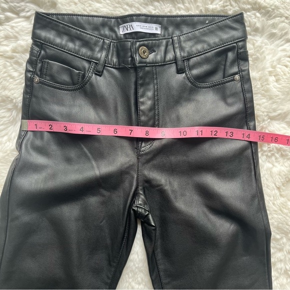Zara Kick Flare Faux Leather Pants Size 00 - Picture 5 of 8